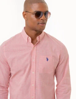 U.S. Polo Assn. GINGHAM SLUB POPLIN LONG SLEEVE SHIRT -Modern Wear Shop 11C318VP PKCR 2399