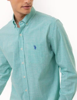 U.S. Polo Assn. GINGHAM SLUB POPLIN LONG SLEEVE SHIRT -Modern Wear Shop 11C318VP PLGN 2898