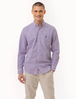 U.S. Polo Assn. PLAID LONG SLEEVE WOVEN SHIRT WITH POCKET