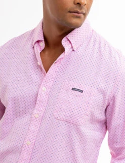 U.S. Polo Assn. DOT PRINT ROYAL OXFORD LONG SLEEVE SHIRT -Modern Wear Shop 11C327YG CDPK 8322