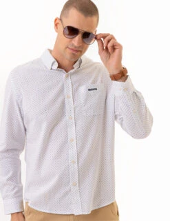 U.S. Polo Assn. DOT PRINT ROYAL OXFORD LONG SLEEVE SHIRT -Modern Wear Shop 11C327YG OPWH 2254