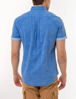 U.S. Polo Assn. GINGHAM SHORT SLEEVE SOLID SLUB POPLIN SHIRT -Modern Wear Shop 11C332V3 BLRF 2921