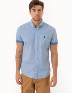 U.S. Polo Assn. SLUB POPLIN WOVEN SHIRT WITH CONTRAST FACING