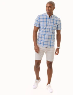 U.S. Polo Assn. PLAID SHORT SLEEVE POPLIN SHIRT WITH POCKET -Modern Wear Shop 11C338VX WNBL 2215