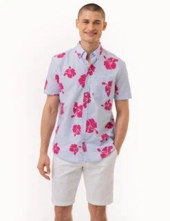 U.S. Polo Assn. HIBISCUS SHORT SLEEVE WOVEN SHIRT WITH POCKET