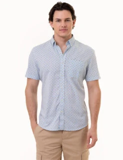 U.S. Polo Assn. SHORT SLEEVE DOT PRINT WOVEN SHIRT WITH POCKET