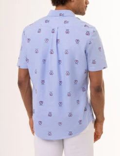U.S. Polo Assn. ALL OVER CREST PRINT OXFORD SHORT SLEEVE SHIRT -Modern Wear Shop 11C354YI LTBL 1110