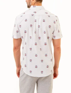 U.S. Polo Assn. ALL OVER CREST PRINT OXFORD SHORT SLEEVE SHIRT -Modern Wear Shop 11C354YI OPWH 86018