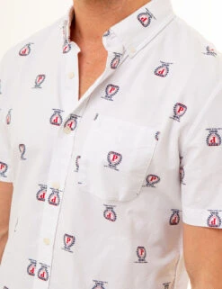 U.S. Polo Assn. ALL OVER CREST PRINT OXFORD SHORT SLEEVE SHIRT -Modern Wear Shop 11C354YI OPWH 86019