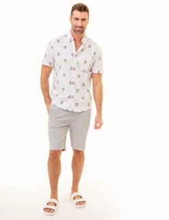 U.S. Polo Assn. ALL OVER CREST PRINT OXFORD SHORT SLEEVE SHIRT -Modern Wear Shop 11C354YI OPWH 86021