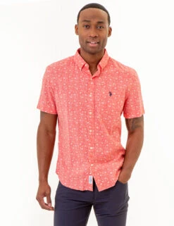 U.S. Polo Assn. FLORAL PRINT SHORT SLEEVE SHIRT WITH POCKET