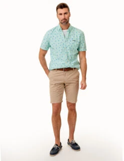 U.S. Polo Assn. DITSY PALM TREE PRINT WOVEN SHIRT WITH POCKET -Modern Wear Shop 11C368VQ PLGN 86018