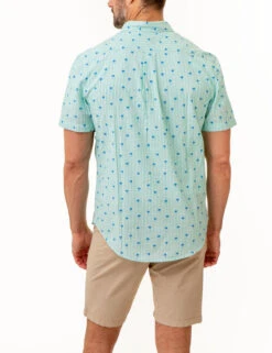 U.S. Polo Assn. DITSY PALM TREE PRINT WOVEN SHIRT WITH POCKET -Modern Wear Shop 11C368VQ PLGN 86024