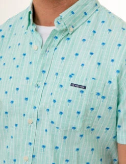 U.S. Polo Assn. DITSY PALM TREE PRINT WOVEN SHIRT WITH POCKET -Modern Wear Shop 11C368VQ PLGN 86025