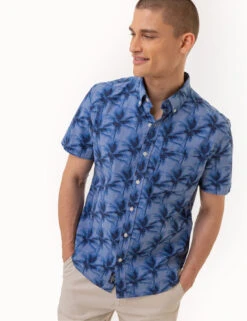U.S. Polo Assn. PALM TREE SLUB CHAMBRAY WOVEN SHIRT -Modern Wear Shop 11C370WG SUBL 2791