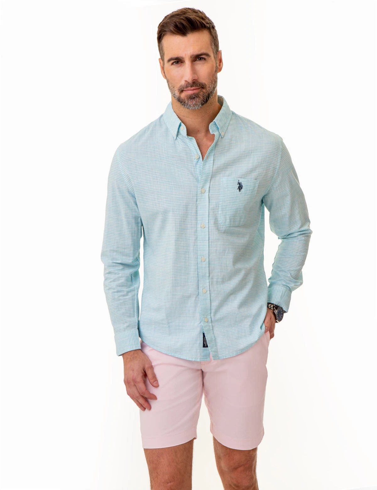 U.S. Polo Assn. LONG SLEEVE HORIZONTAL STRIPE WOVEN SHIRT 7 U.S. Polo Assn. LONG SLEEVE HORIZONTAL STRIPE WOVEN SHIRT - Image 5