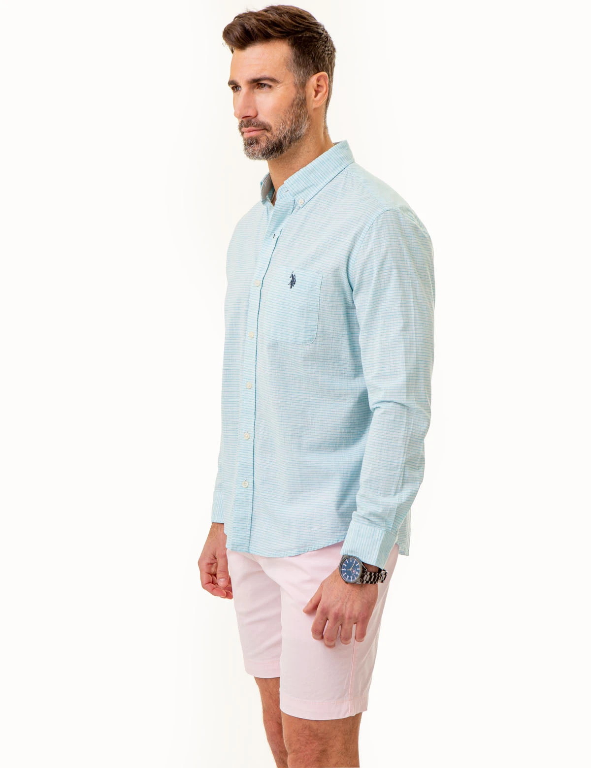 U.S. Polo Assn. LONG SLEEVE HORIZONTAL STRIPE WOVEN SHIRT 10 U.S. Polo Assn. LONG SLEEVE HORIZONTAL STRIPE WOVEN SHIRT - Image 8