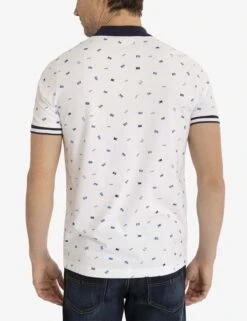 U.S. Polo Assn. ALL OVER FLAG PRINTED JERSEY POLO SHIRT -Modern Wear Shop 11C4672W WHIT 3294