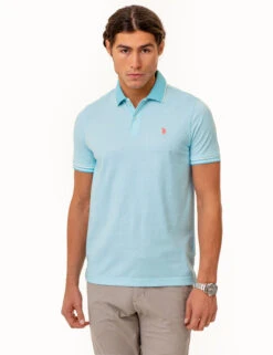 U.S. Polo Assn. ALL OVER PRINT TEXTURED COLLAR POLO SHIRT