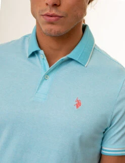U.S. Polo Assn. ALL OVER PRINT TEXTURED COLLAR POLO SHIRT -Modern Wear Shop 11C4722W HZBL 85970
