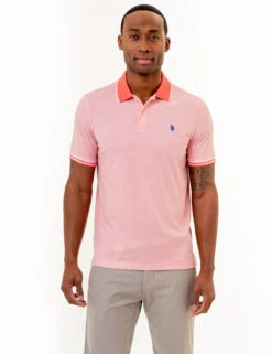 U.S. Polo Assn. ALL OVER PRINT TEXTURED COLLAR POLO SHIRT -Modern Wear Shop 11C4722W PKCR 86253