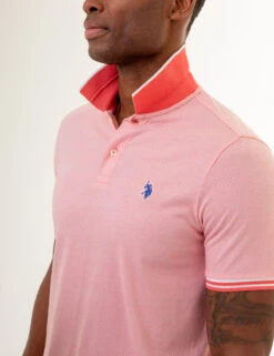 U.S. Polo Assn. ALL OVER PRINT TEXTURED COLLAR POLO SHIRT -Modern Wear Shop 11C4722W PKCR 86261