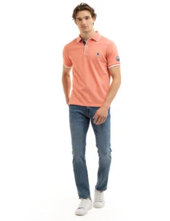 U.S. Polo Assn. USPA TEAM PIPED HEATHER PIQUE POLO SHIRT -Modern Wear Shop 11C4743O BLOH 8004