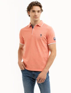 U.S. Polo Assn. USPA TEAM PIPED HEATHER PIQUE POLO SHIRT -Modern Wear Shop 11C4743O BLOH 8006