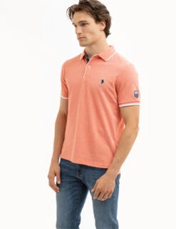 U.S. Polo Assn. USPA TEAM PIPED HEATHER PIQUE POLO SHIRT -Modern Wear Shop 11C4743O BLOH 8008