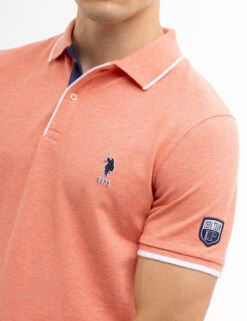 U.S. Polo Assn. USPA TEAM PIPED HEATHER PIQUE POLO SHIRT -Modern Wear Shop 11C4743O BLOH 8012