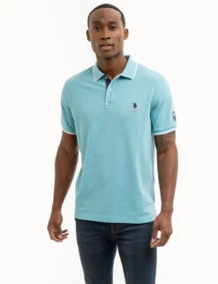 U.S. Polo Assn. USPA TEAM PIPED HEATHER PIQUE POLO SHIRT
