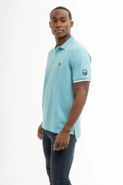 U.S. Polo Assn. USPA TEAM PIPED HEATHER PIQUE POLO SHIRT -Modern Wear Shop 11C4743O HBHB 7975