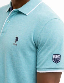 U.S. Polo Assn. USPA TEAM PIPED HEATHER PIQUE POLO SHIRT -Modern Wear Shop 11C4743O HBHB 7978