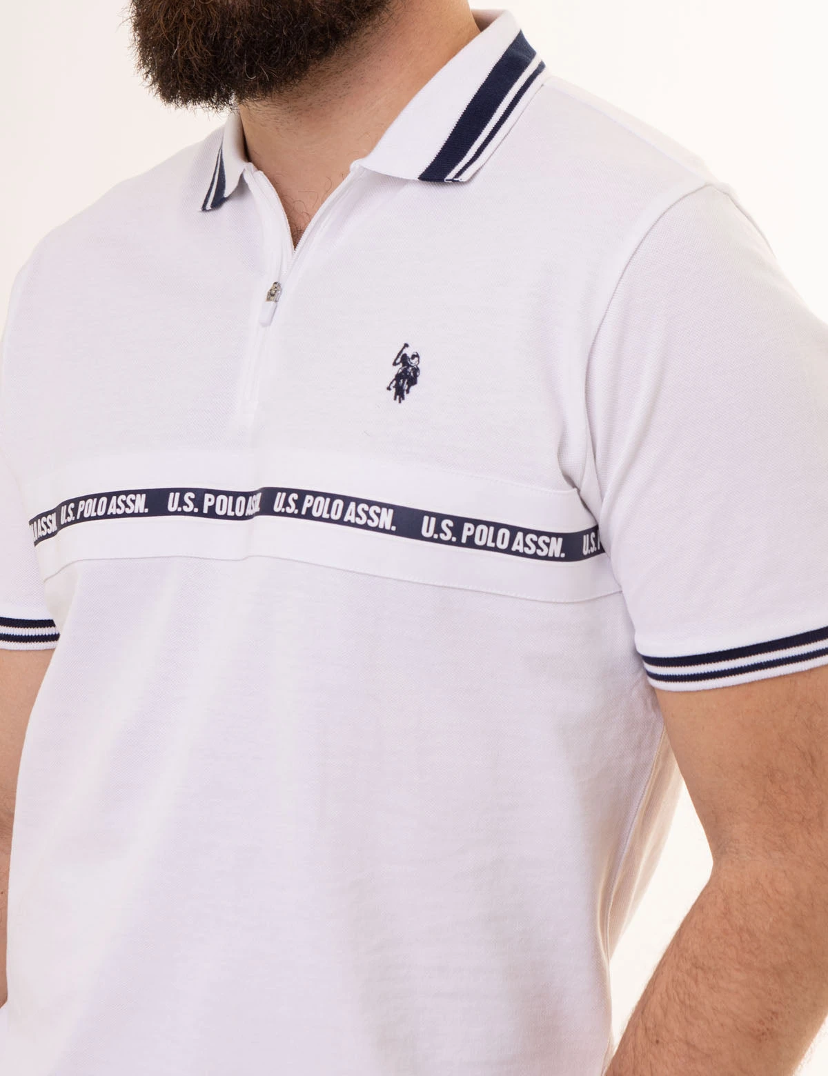 U.S. POLO ASSN. ZIPPER PLACKET PIECED POLO SHIRT 5 U.S. POLO ASSN. ZIPPER PLACKET PIECED POLO SHIRT - Image 3