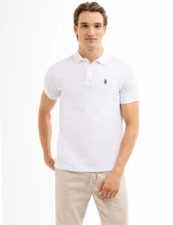 U.S. Polo Assn. SLIM FIT SOLID PIQUE POLO SHIRT -Modern Wear Shop 11C5813O WHIT 8171
