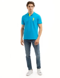U.S. Polo Assn. SOLID PIQUE DOUBLE LOGO POLO SHIRT -Modern Wear Shop 11C6063O DTWB 7861