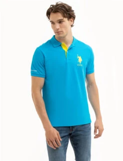 U.S. Polo Assn. SOLID PIQUE DOUBLE LOGO POLO SHIRT -Modern Wear Shop 11C6063O DTWB 7864