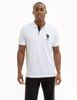U.S. Polo Assn. SOLID PIQUE DOUBLE LOGO POLO SHIRT -Modern Wear Shop 11C6063O WHIT 7780