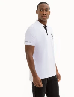 U.S. Polo Assn. SOLID PIQUE DOUBLE LOGO POLO SHIRT -Modern Wear Shop 11C6063O WHIT 7784