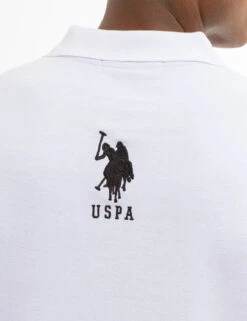 U.S. Polo Assn. SOLID PIQUE DOUBLE LOGO POLO SHIRT -Modern Wear Shop 11C6063O WHIT 7788