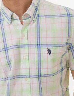 U.S. Polo Assn. PLAID POPLIN WOVEN SHORT SLEEVE SHIRT -Modern Wear Shop 11C650VQ GEEN 2914