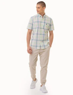 U.S. Polo Assn. PLAID POPLIN WOVEN SHORT SLEEVE SHIRT -Modern Wear Shop 11C650VQ GEEN 2916