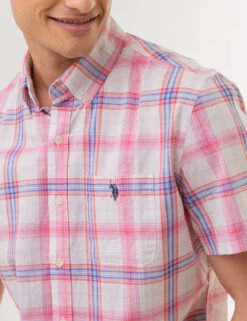 U.S. Polo Assn. PLAID POPLIN WOVEN SHORT SLEEVE SHIRT -Modern Wear Shop 11C650VQ RGRD 3256