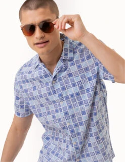 U.S. Polo Assn. MEDALLION PRINT SHORT SLEEVE WOVEN SHIRT -Modern Wear Shop 11C651XA WNBL 2685