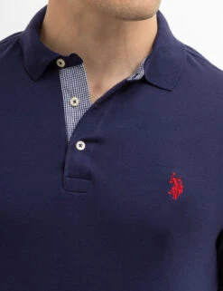 U.S. Polo Assn. SOLID INTERLOCK GINGHAM TRIM POLO SHIRT -Modern Wear Shop 11C87998 CLNV 7888