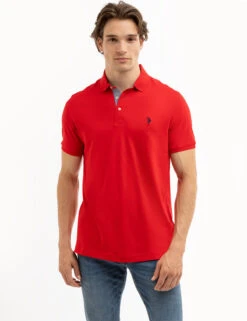 U.S. Polo Assn. SOLID INTERLOCK GINGHAM TRIM POLO SHIRT -Modern Wear Shop 11C87998 ERED 7923