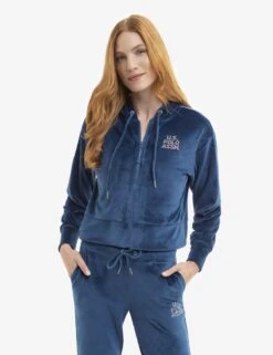 U.S. Polo Assn. VELOUR FULL ZIP EMBELLISHED HOODIE -Modern Wear Shop 21 62759V BUOP TOP 3748