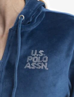 U.S. Polo Assn. VELOUR FULL ZIP EMBELLISHED HOODIE -Modern Wear Shop 21 62759V BUOP TOP 3751