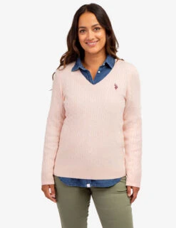 U.S. Polo Assn. SOFT CABLE V-NECK SWEATER