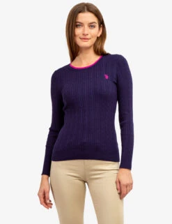 U.S. Polo Assn. TIPPED SOFT CABLE CREW NECK SWEATER -Modern Wear Shop 21043C1D EVBL 63769